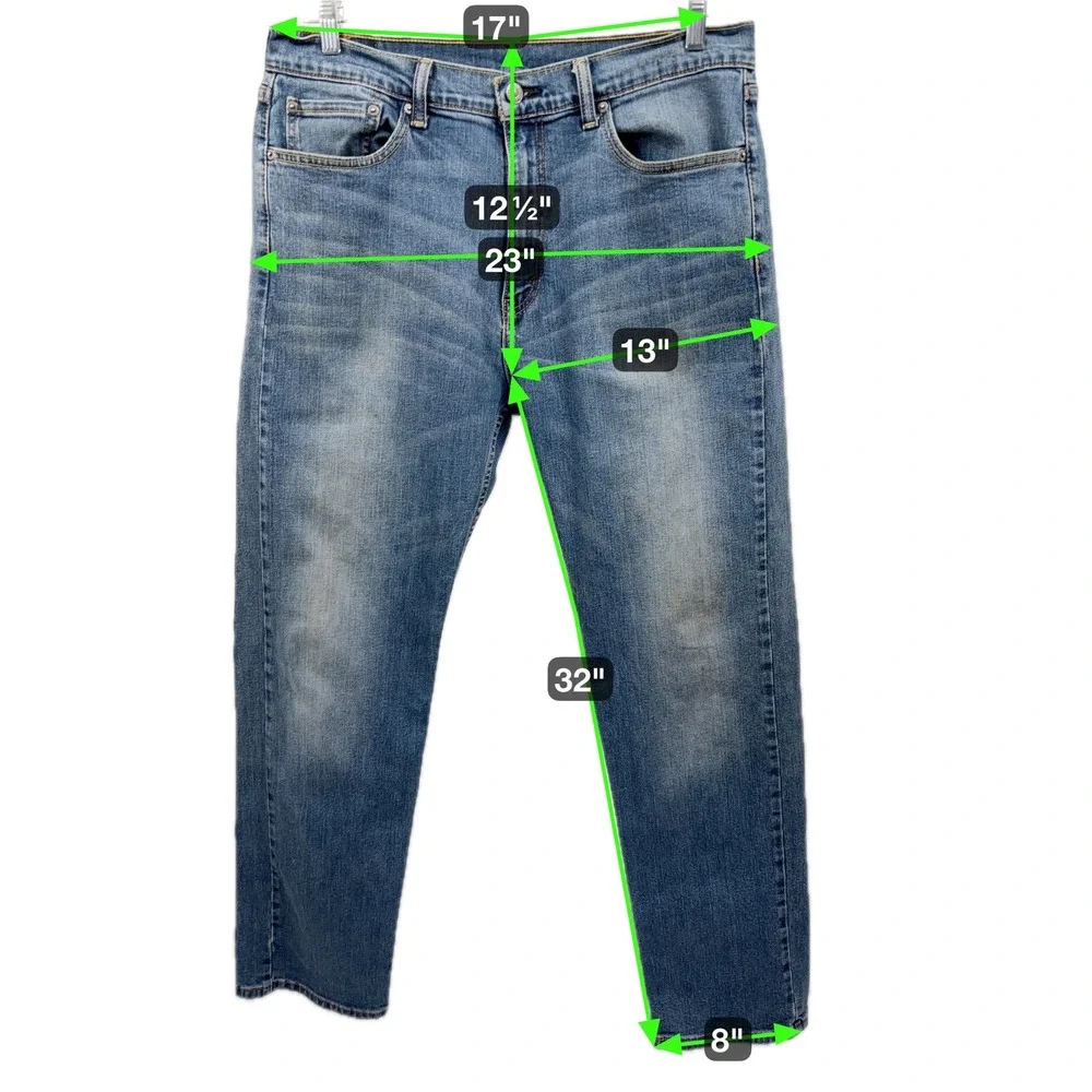 Levi's 505 Regular Fit Jeans Men's 34x32 (Tag 36x34) Blue Stretch Straight Denim